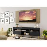 Rack Painel E Suporte Tv 65 Preto Rustic Pés Retrô Natural