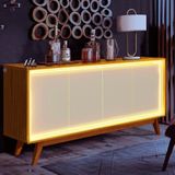 Buffet Bar Com Led Naturale Off White 160cm Eko Jm Móveis