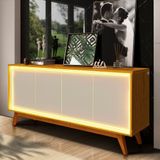 Buffet Moderno Com Led Naturale Off White 160cm Elise Jm Móveis