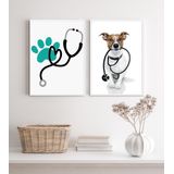 Kit 2 Quadros Decorativos Clinica Veterinária 24x18cm Vidro