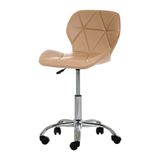 Cadeira Office Eiffel Slim Com Estofado De Couro Sintético Nude