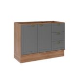 Balcão Gabinete De Pia Milla 2 Portas 3 Gavetas Nog/cinza 120cm Carraro