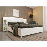 Cama Box Casal Monaco Queen Com Painel E Mesa De Cabeceira