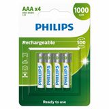 Pilha Recarregavel Philips Aaa 1000mah Palito R03b4rtu10 C/4