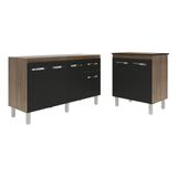 Balcão Armário Gabinete Para Pia 138 Cm Camila E Balcão Para Cooktop 5 Bocas Fran Savana Preto