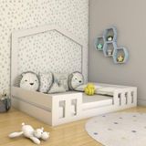 Cama Montessoriana Play Tamanho Casal + Casinha - Timber Móveis Branco