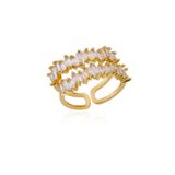 Anel Ajustável Cravejado Duplo - Banhado A Ouro 18k
