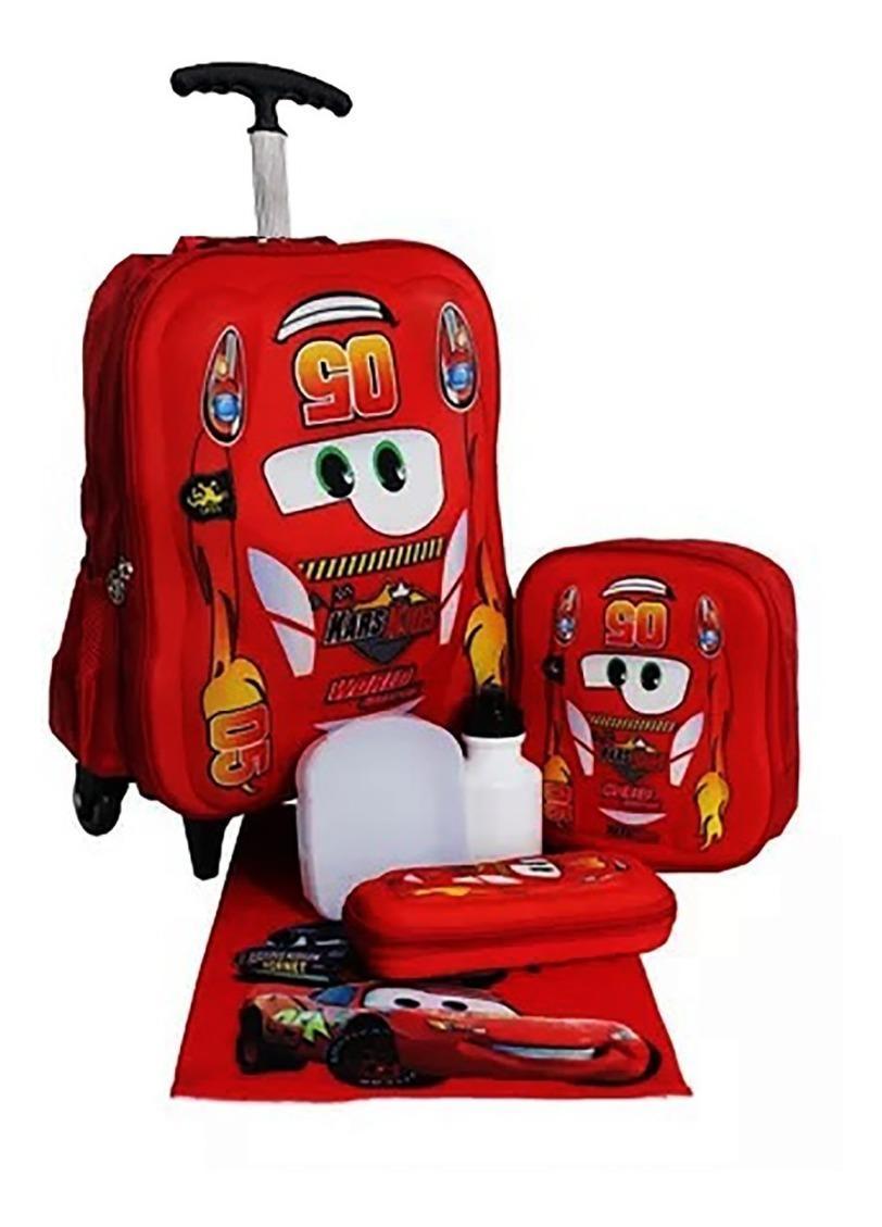 Kit Mochila Carros 3d 5005 Infantil Rodinhas Escolar