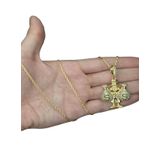 Cordão Cadeado 1mm + Pingente Tio Patinhas - Banhado A Ouro