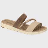 Tamanco Feminino Slide Flatform Conforto Stress Modare 7162.221.24116 - Nude/creme/ouro Rosado - 38