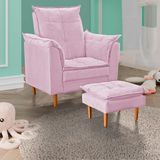 Poltrona De Amamentação Com Puff Quarto Bebê Leticia Suede