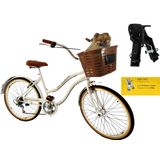 Bicicleta Aro 26 C/ 6 Marchas Cesta Grande Cadeirinha Branco