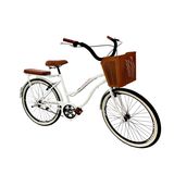 Bicicleta Aro 26 Urbana Assento Acolchoado Pedaleiras Branco