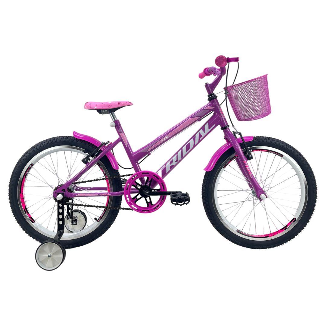 Bicicleta Aro 20 Feminina Infantil Roda Lateral Tridal - Pink - 14