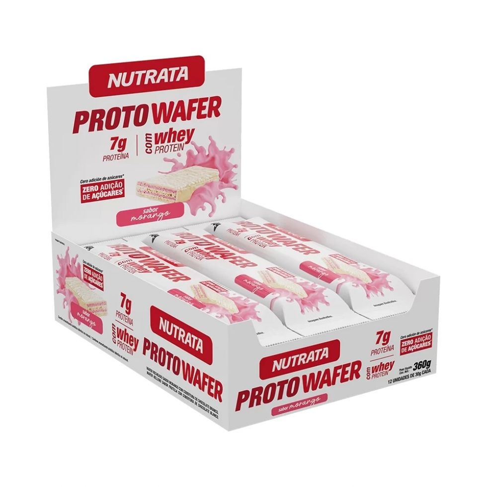 Barra De Proteína Proto Wafer Display (12 Unid De 30g) - Nutrata Morango