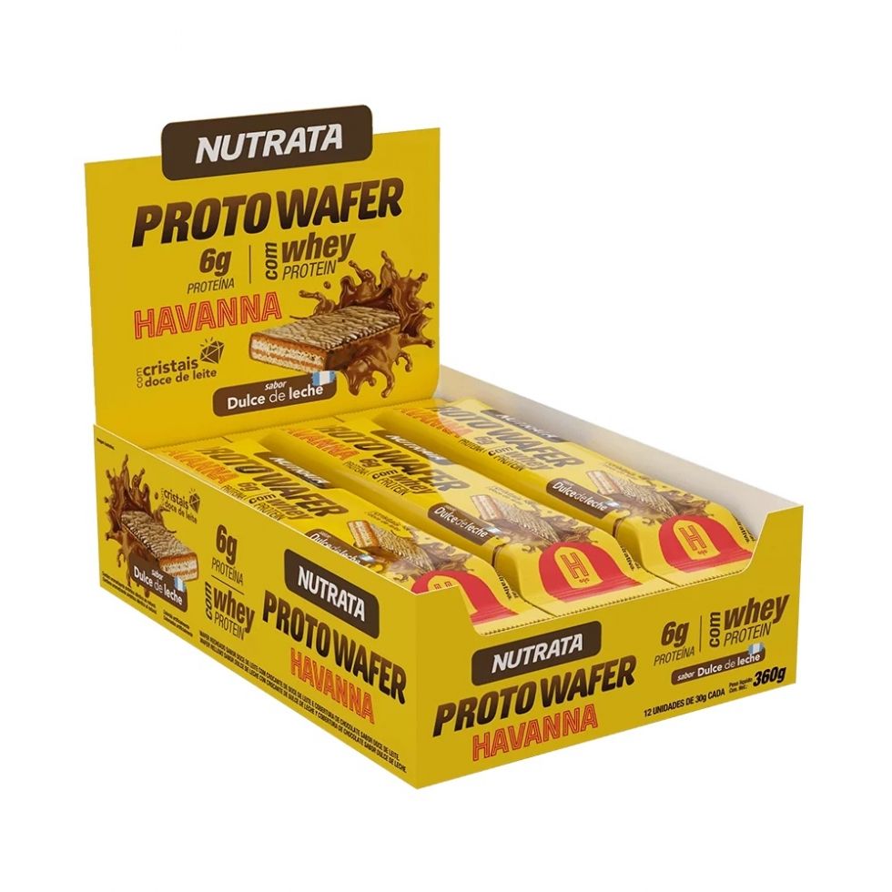 Barra De Proteína Proto Wafer Display (12 Unid De 30g) - Nutrata Doce De Leite Argentino