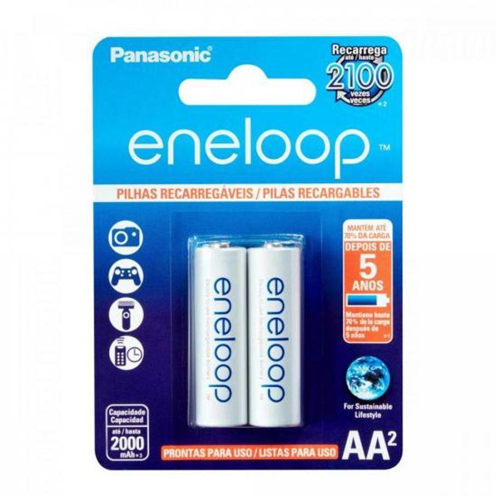 Pilha Recarregável 1,2v Aa 2000mah Eneloop (c-2 Pilhas) Panasonic - Car - 2