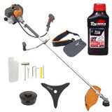 Roçadeira Aparador De Grama Á Gasolina Tekna Rl430p Plus Motor 2t 43cc 1,7hp Modelo Completo Com Lâmina 3 Pontas E Cabeçote Nylon + Óleo Toyama 2t