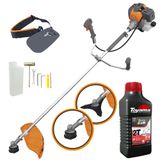 Máquina De Cortar Grama Á Gasolina Tekna Rl430p-plus 2t 43cc 1,7hp Roçadeira Com Lâmina De Corte 3 Pontas + Carretel Nylon + Óleo Toyama 2 Tempos