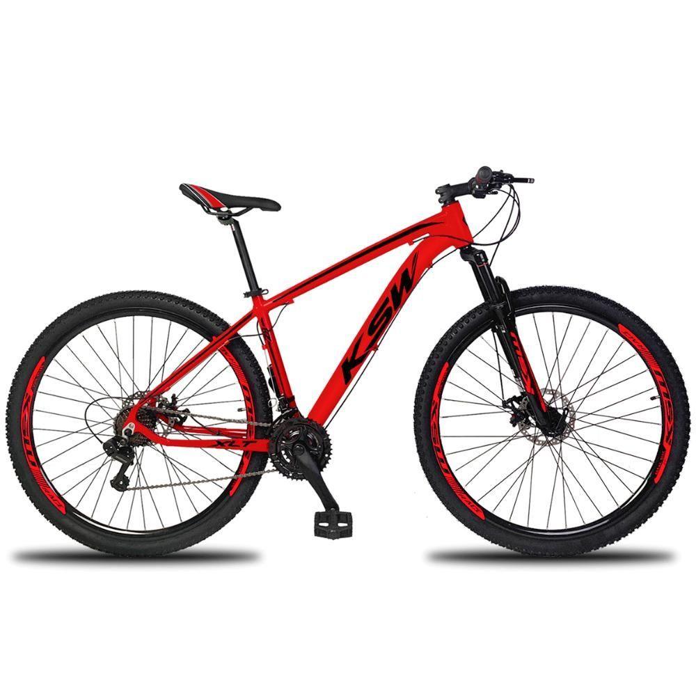Bicicleta Ksw Xlt 100 Disc H Aro 29 Susp. Dianteira 27 Marchas - Vermelho/preto