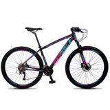 Bicicleta Aro 29 Gt Sprint Volcon 27v Freio Hidráulico Preto Rosa E Azul