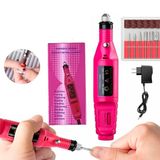 Lixa Elétrica Rosa Recarregável 110v/220v Unhas Naturais