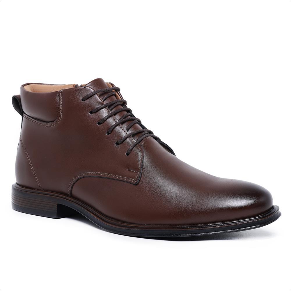 Sapato Social Masculino Cano Alto Cadarço Elegante Moderno Marrom 43