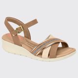 Sandália Feminina Slide Strass Ultra Conforto Anabela Modare 7190.102.23524 - Ouro Rosado/nude - 35