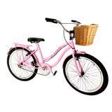 Bicicleta Aro 24 Feminina Retrô Vintage S/ Marchas Com Vime