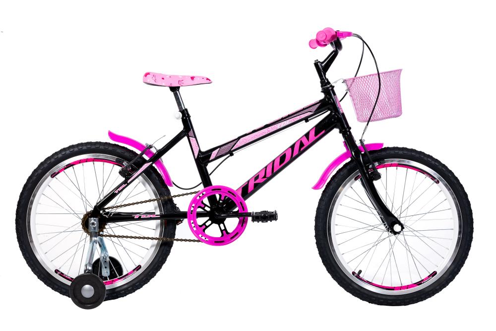 Bicicleta Aro 20 Feminina Infantil Roda Lateral Tridal - Preto - 14