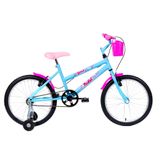 Bicicleta Aro 20 Infantil Mtb Girl Com Roda Lateral - Azul Céu