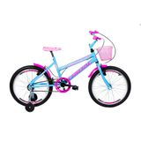 Bicicleta Aro 20 Feminina Infantil Roda Lateral Tridal - Azul Céu - 14