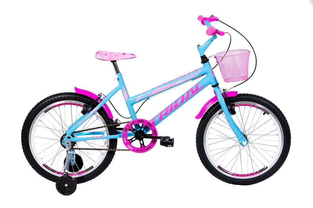 Bicicleta Aro 20 Feminina Infantil Roda Lateral Tridal - Azul Céu - 14