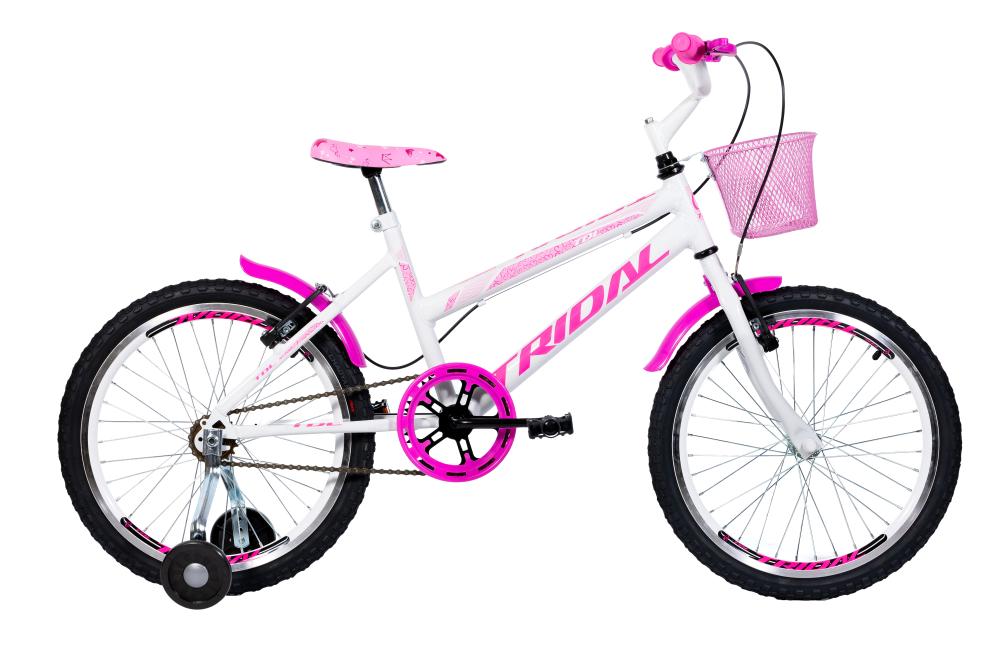 Bicicleta Aro 20 Feminina Infantil Roda Lateral Tridal - Branco - 14