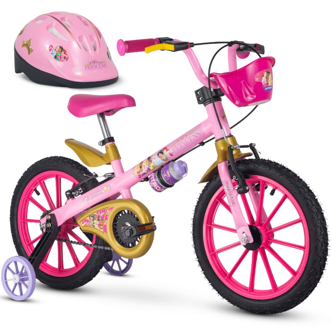 Bicicleta Para Menina Aro 16 Com Capacete Princesas Da Disney