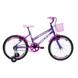 Bicicleta Aro 20 Feminina Infantil Roda Lateral Tridal - Lilás - 14