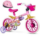 Bicicleta Aro 12 Para Criança Menina Princesa Com Capacete Nathor