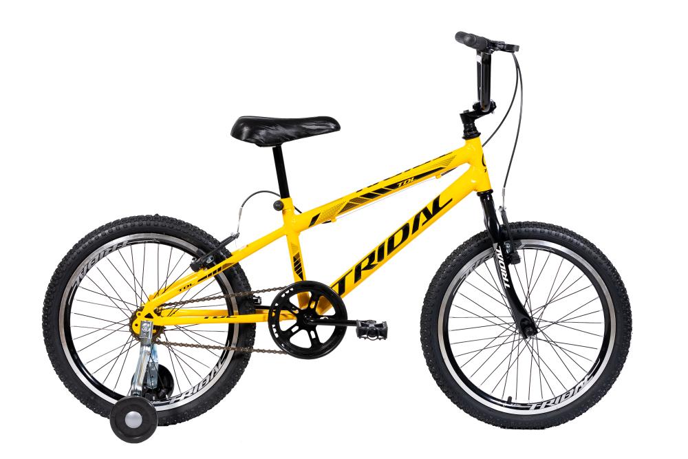 Bicicleta Aro 20 Infantil Bmx Cross Roda Lateral Tridal - Amarelo - 14