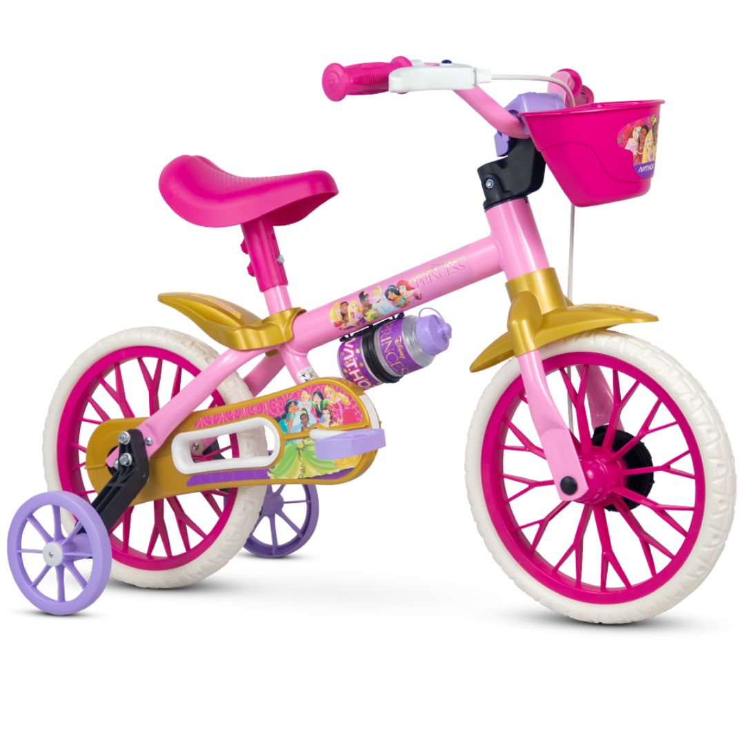 Bicicleta Infantil Com Rodinha Aro 12 Menina Princesa Nathor