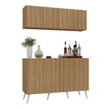 Kit Bar Armário Aéreo E Aparador 4 Portas Retrô Multimóveis Mp1086 Rustic/branco Rustic/branco