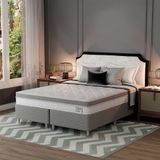 Cama Box Com Colchão Queen Sigma Molas Ensacadas (22x158x198) Branco E Cinza