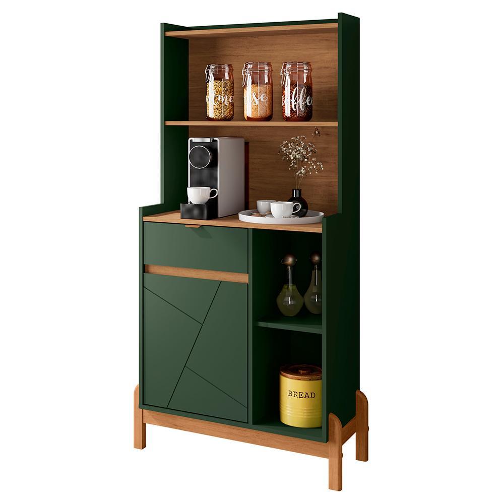 Aparador Cantinho Do Café Bari 1 Porta E 1 Gaveta Verde Oliva/cedro - Casa D