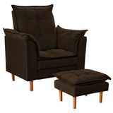 Poltrona Decorativa Sala De Estar Quarto Leitura Paris Suede Marrom