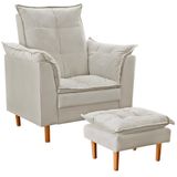 Poltrona Decorativa Sala De Estar Quarto Leitura Paris Suede Bege