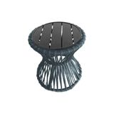 Mesa De Centro Sol Em Corda Náutica E Base Em Alumínio Preta 50cm Cinza - Cor: Cinza