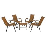 Conjunto De Mesa De Centro E 4 Cadeiras Bela Para Área Externa Caramelo
