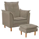 Poltrona Decorativa Sala De Estar Quarto Leitura Paris Suede Bege Escuro