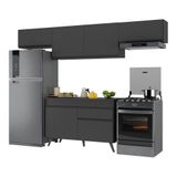 Armário De Cozinha Compacta 260cm Veneza Multimóveis V3697 Preto Preto