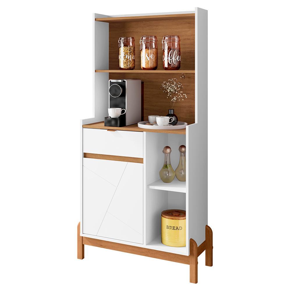 Aparador Cantinho Do Café Bari 1 Porta E 1 Gaveta Branco/cedro - Casa D