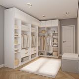 Guarda-roupa Modulado De Canto 10 Peças 9 Portas Jade Cabecasa Madeiramadeira Branco Fosco